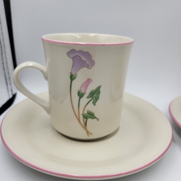 STONEWARE Vintage Sango Primavera #8495 Set of 2 Cups & Saucers - Picture 3 of 8